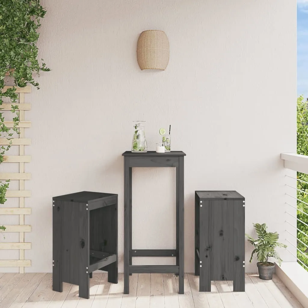 Sgabelli Alti da Pub in Pino Grigio - Set 2pz 40x36x75 cm per Locale - 2