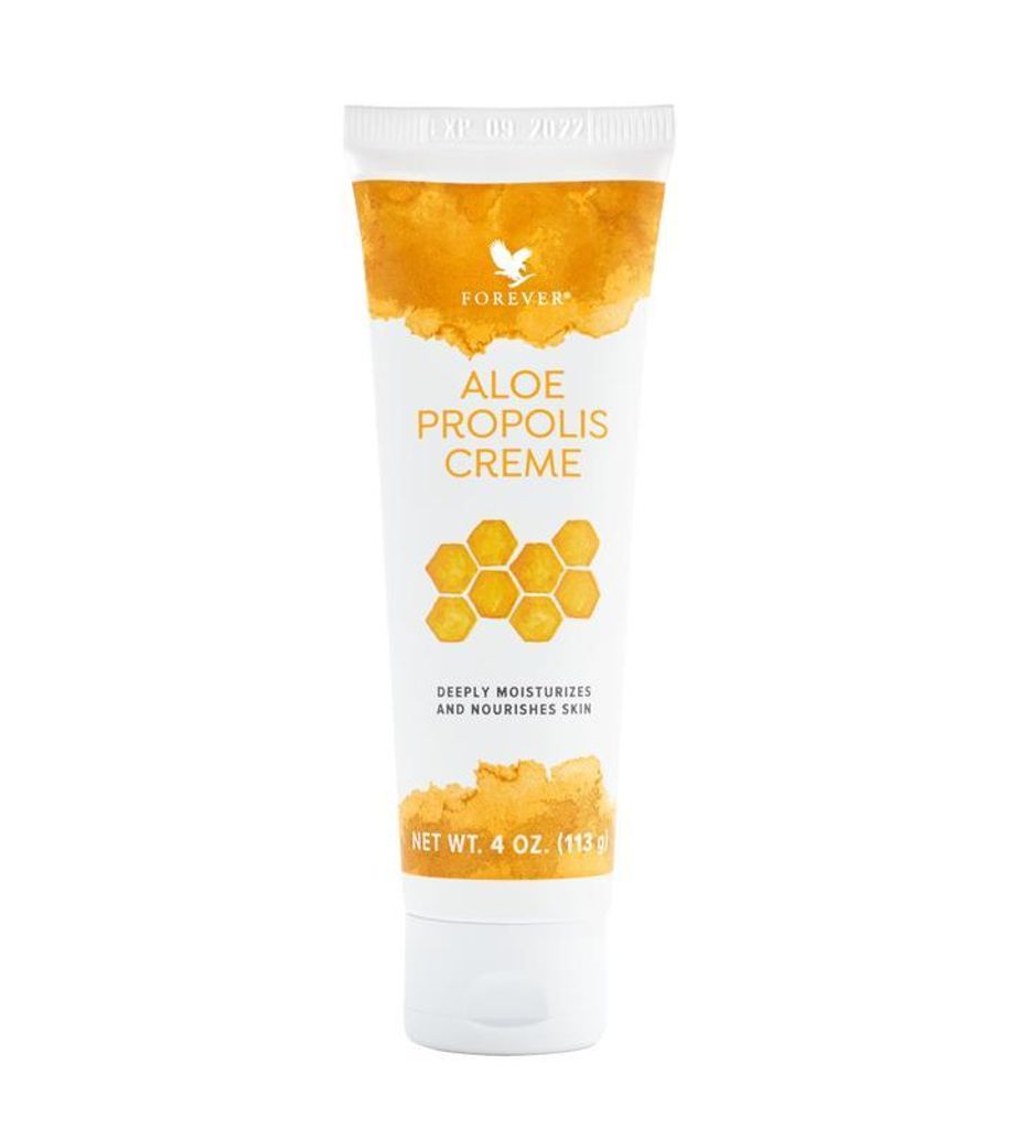 A tube of Forever Aloe Propolis Creme is shown against a white background.