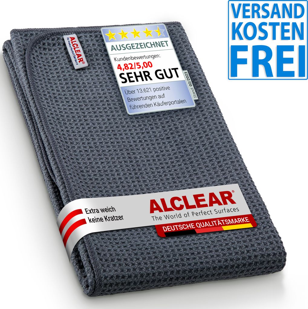 ALCLEAR 820901M Trockenwunder XXL Microfasertuch, 80x55 cm, Auto & Küche