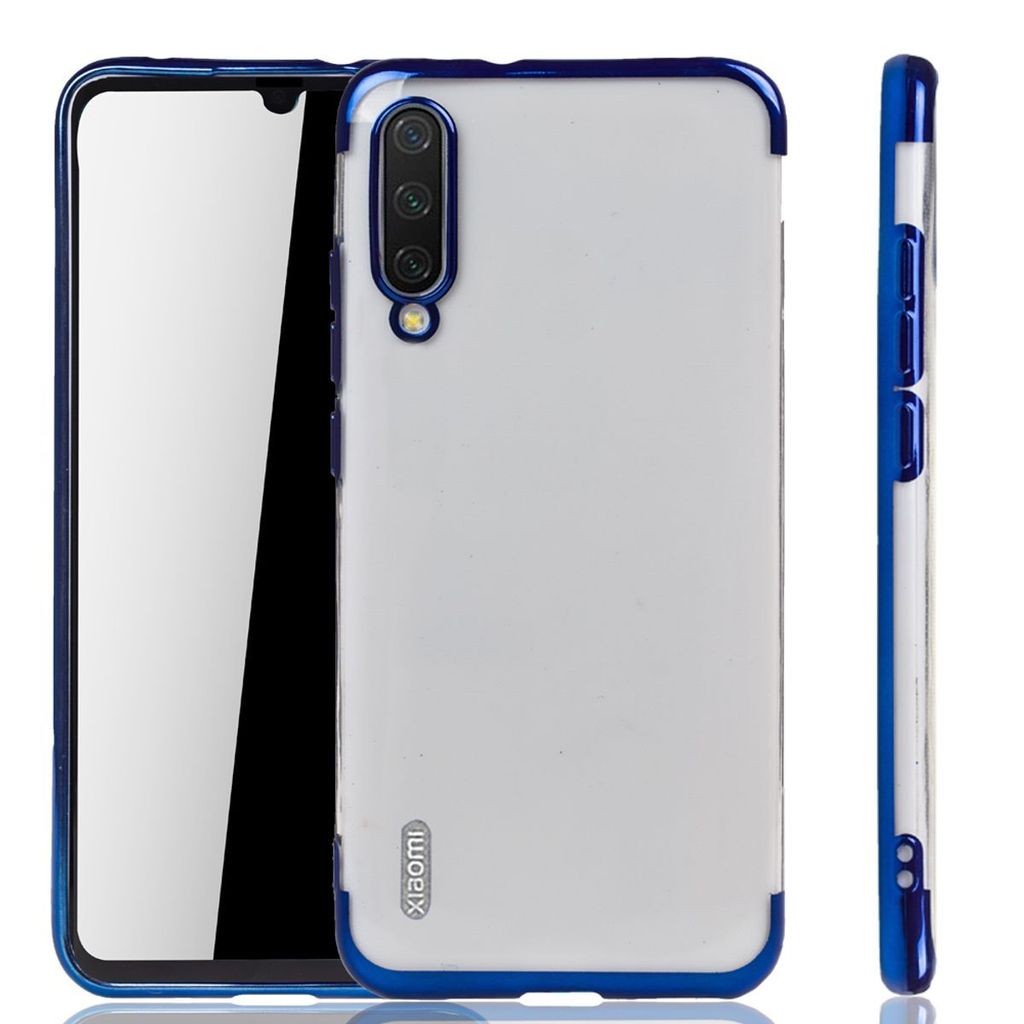 Handyhülle für Xiaomi Mi A3 Blau - Clear - TPU Silikon Case Backcover Schutzhülle in Transparent Blau