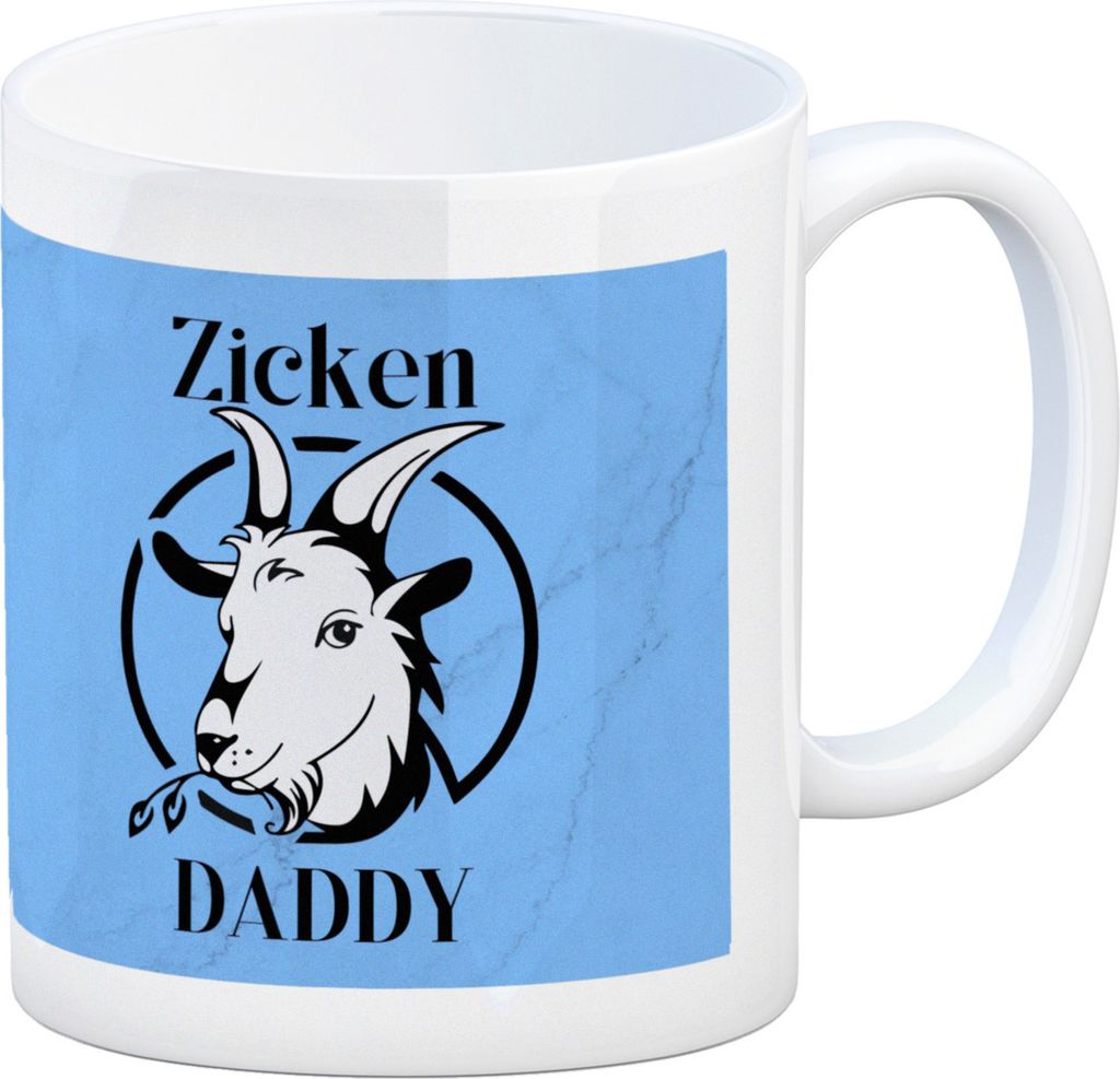 Ziegen Kaffeebecher mit Spruch Zicken DADDY in blau