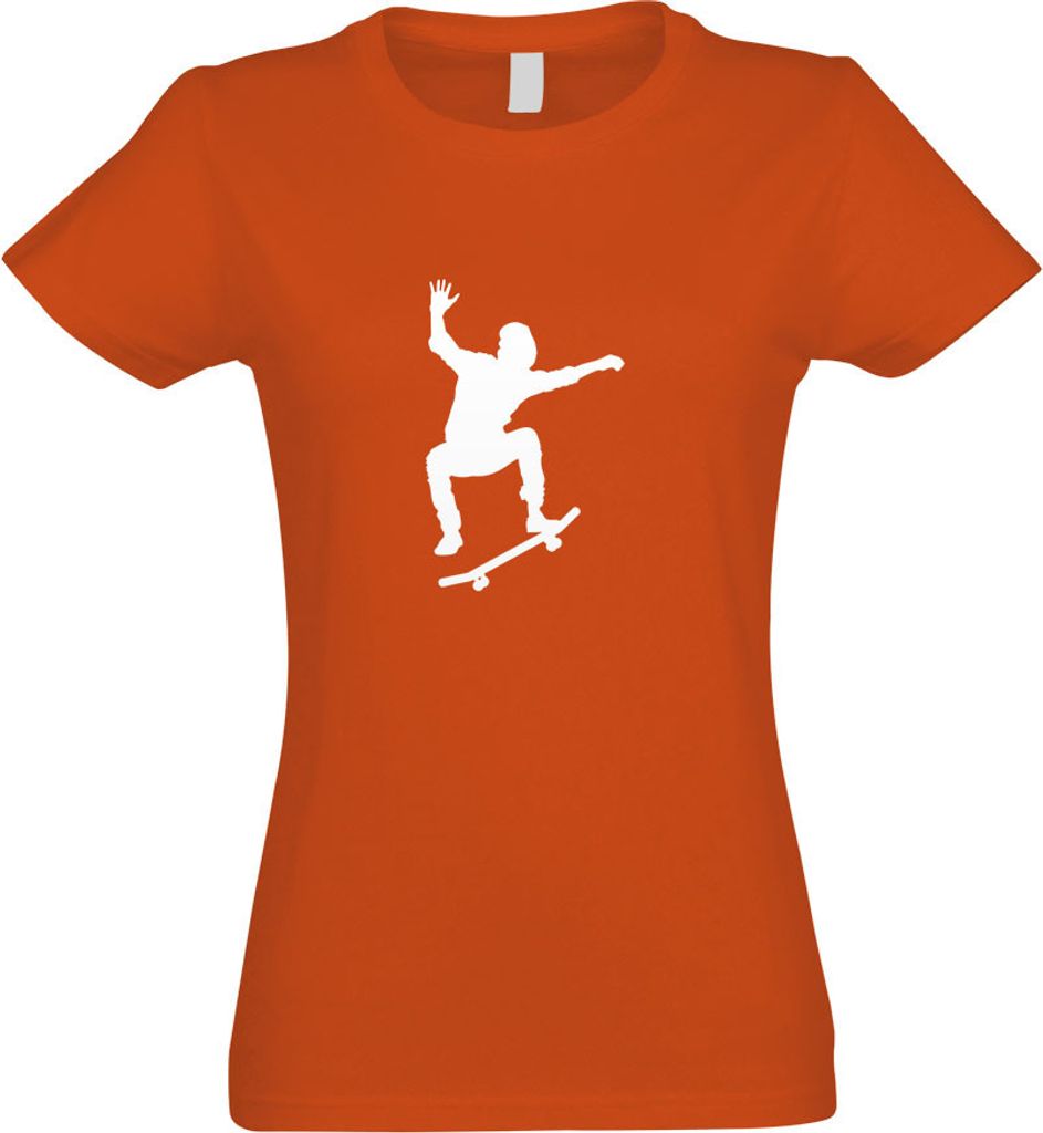 Kiwistar - T-Shirt tailliert - Damen - orange - Skateboard Skaten Figur - mit Motiv Bedruckt - Funshirt Design - Sport - Freizeit - Damen - XL