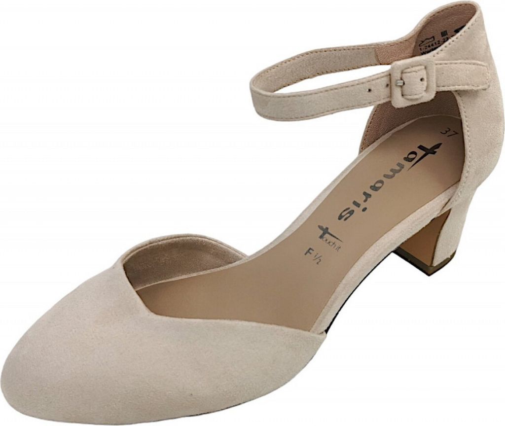 Tamaris Damen Pumps Fesselriemen Blockabsatz samtige Haptik Produktbild 13
