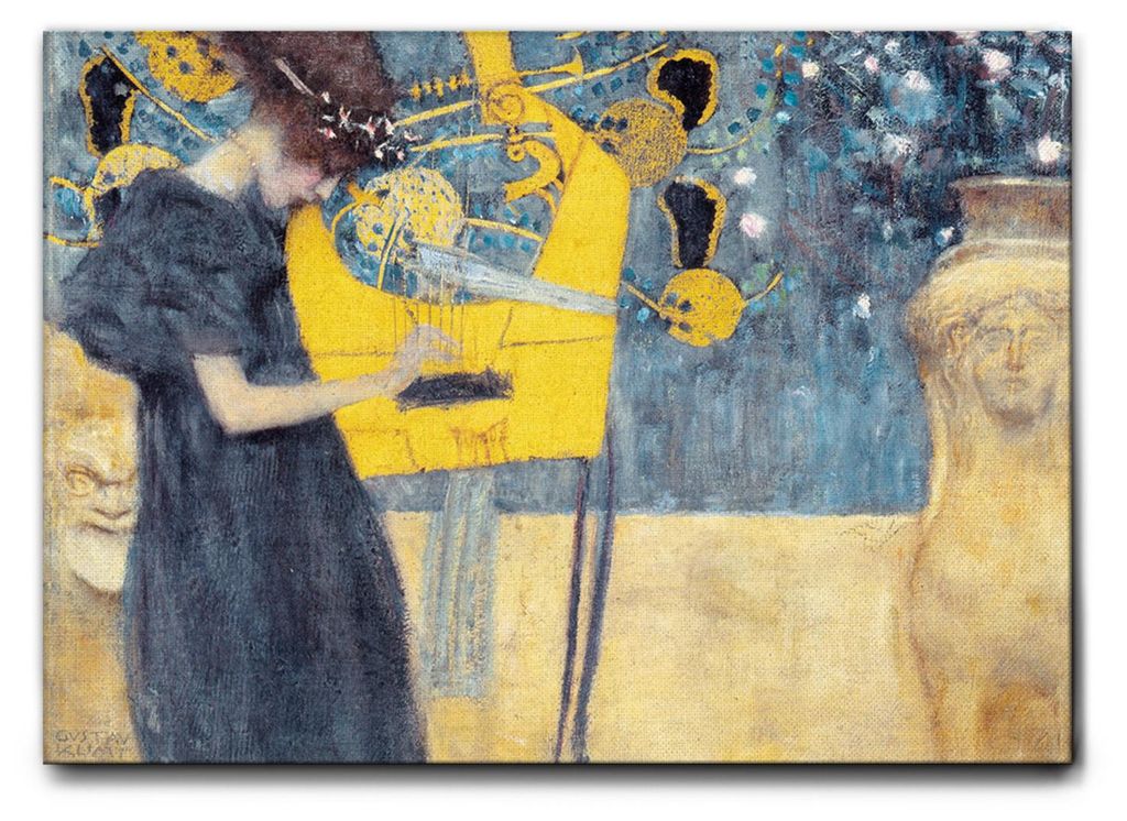 Giallobus - Die Musik - Gustav Klimt - 50L x 35B cm - Bild - Leinwand mit Standardrahmen