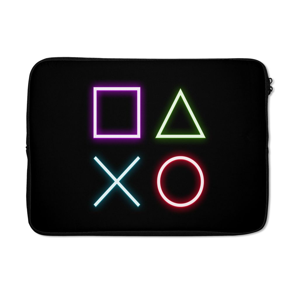 MuchoWow Laptop Hülle 13 Zoll Gaming - Neon - Konsole - Schwarz - Controller - Gaming Laptoptasche - Laptophülle - Sleeve - Rundumschutz - Cool...