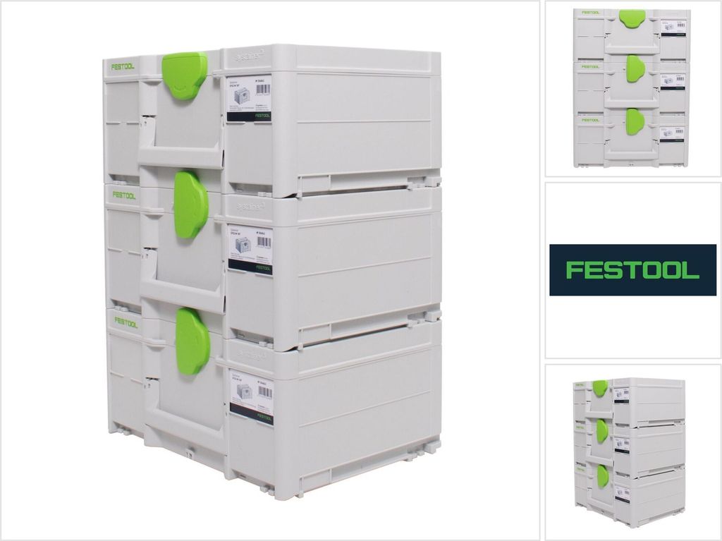 Festool Systainer Set 3x SYS3 M 187 ( 3x 204842 ) 15,9 Liter 396x296x187mm Werkzeugkoffer koppelbar