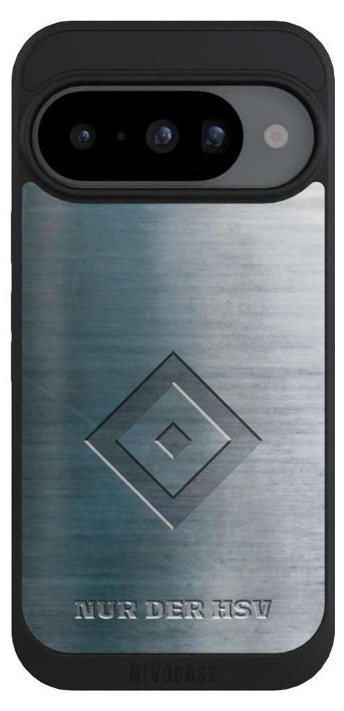 NIVOCASE Handyhülle für Google Pixel 10 Hülle NIVOpure Case Schwarz HSV Hamburger SV Metallic Look