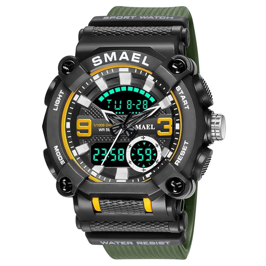 SMAEL FO-14148 Herrenuhr Grün/Schwarz – Stoßfest KP14148