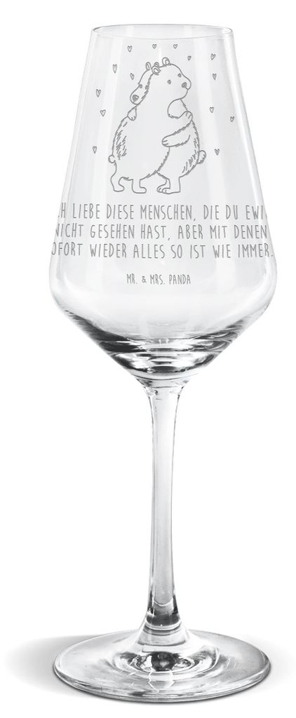 Mr. & Mrs. Panda Weißwein Glas Eisbär Umarmen - Transparent - Geschenk, Weinglas Für, wein, Weißweinkelch, Lustige Sprüche