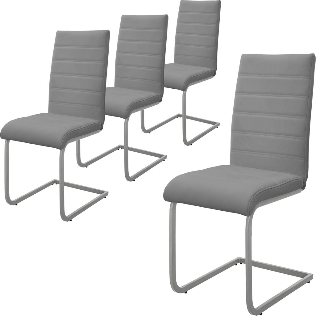 ML-Design 4er Set Esszimmerstuhl mit Rückenlehne, Grau, aus Produktbild 