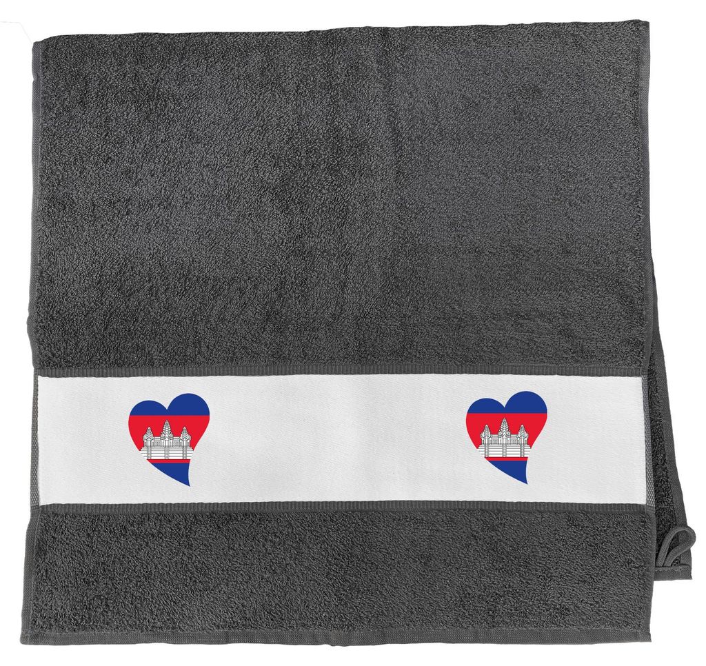 Huuraa Handtuch Kambodscha Flagge Herz 50x100cm Graphite Baumwolle Handtuch Geschenkidee