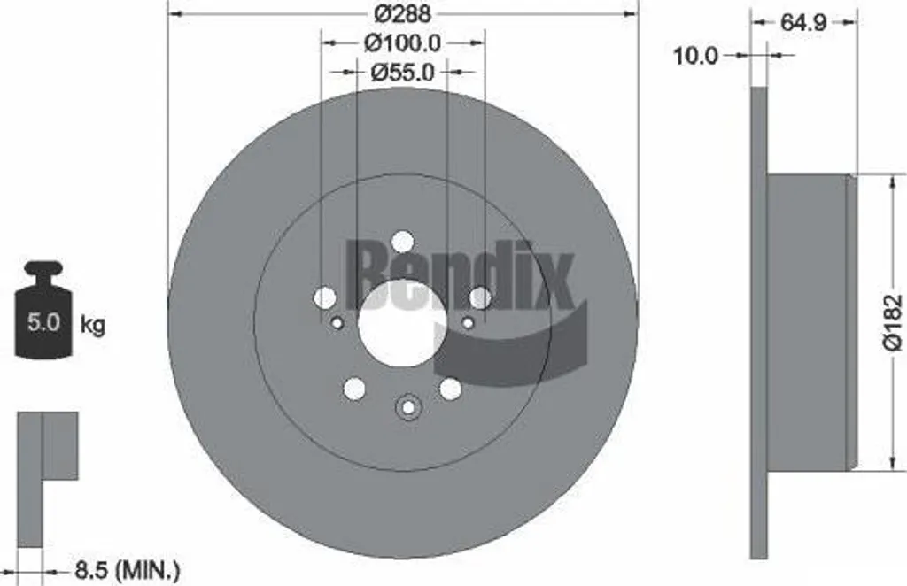BENDIX BDS2118 Disque de frein OE 4243120430 pour Toyota Avensis