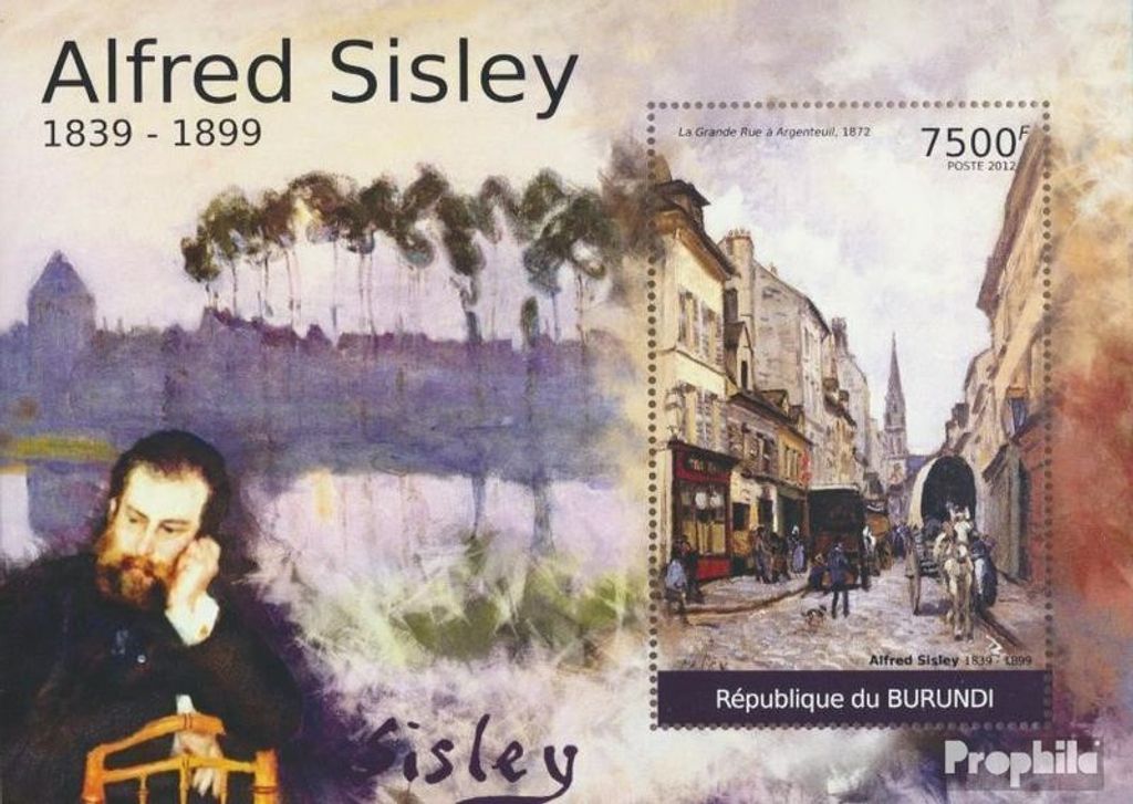 Briefmarken Burundi 2012 Mi Block 198 (kompl. Ausgabe) postfrisch Gemälde von Alfred Sisley (1839-1899)