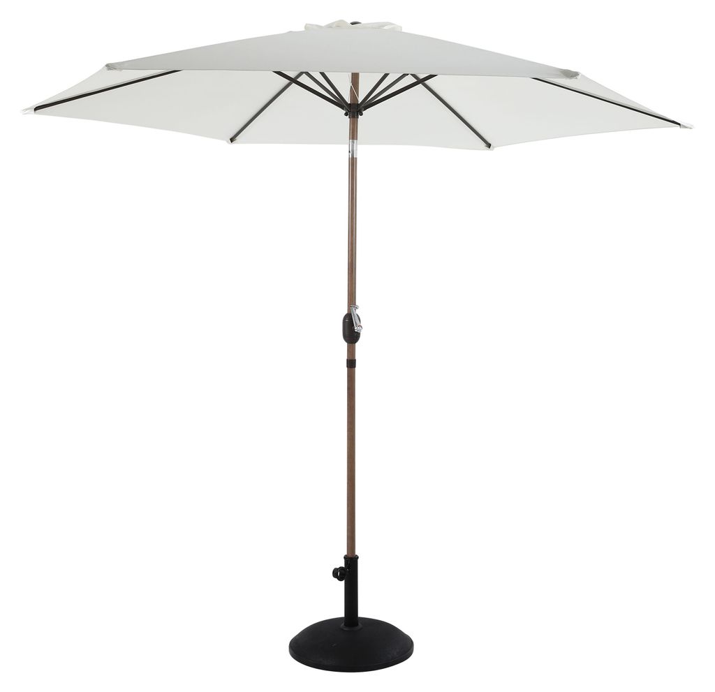 AXI Noor Runder Mittelstockschirm Ø 300cm aus Stahl in Eichenoptik/Beige - inkl. Schirmständer | Sonnenschirm für Garten / Terrasse mit