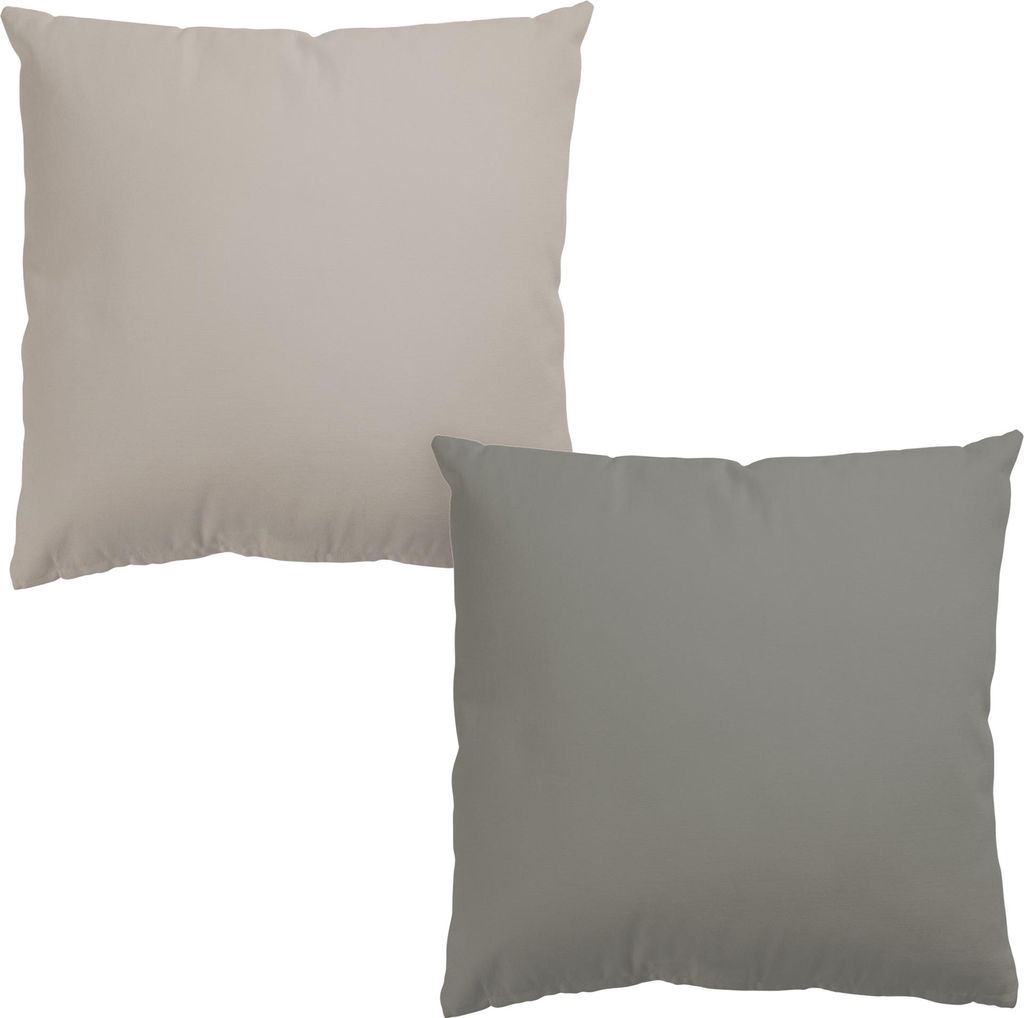 Dekokissen 2-teilig Muster drinnen / Indoor Zierkissen Canvas waschbar Design beige Unifarben Sofakissen mit Füllung