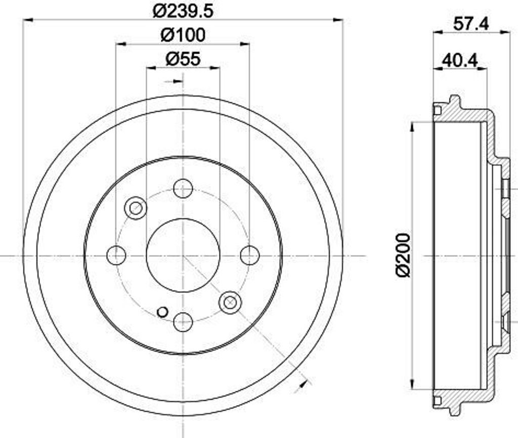 HELLA 8DT 355 302-491 - OE DA6A26251A Bremstrommel für 2 (DE, DH)