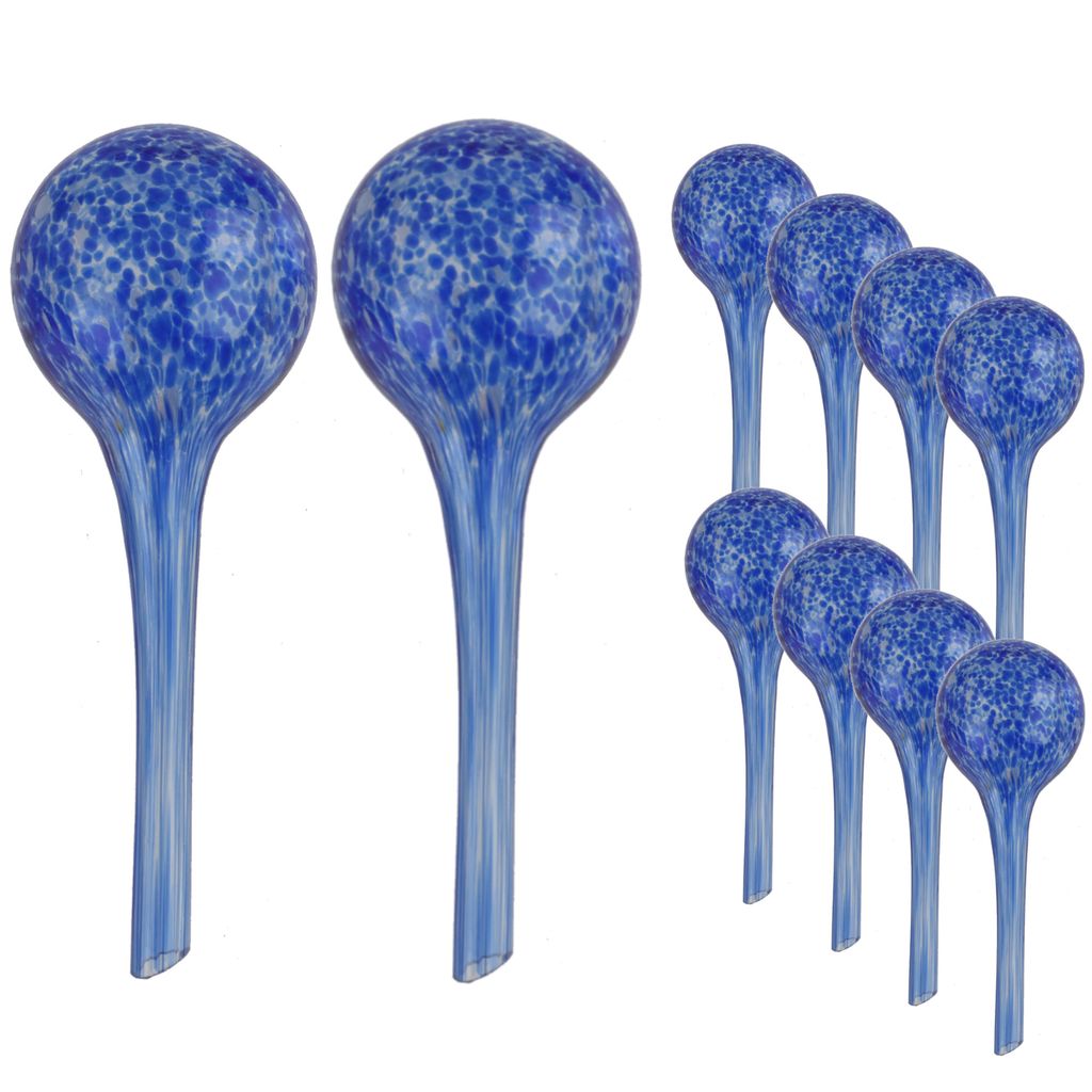 Wasserspender 10 Stück Set aus Glas für Topfpflanzen, Kugel, rund Ø 6 cm Farbe Blau 100 ml modern, häusliche Bedingungen, für töpfe, für blu...