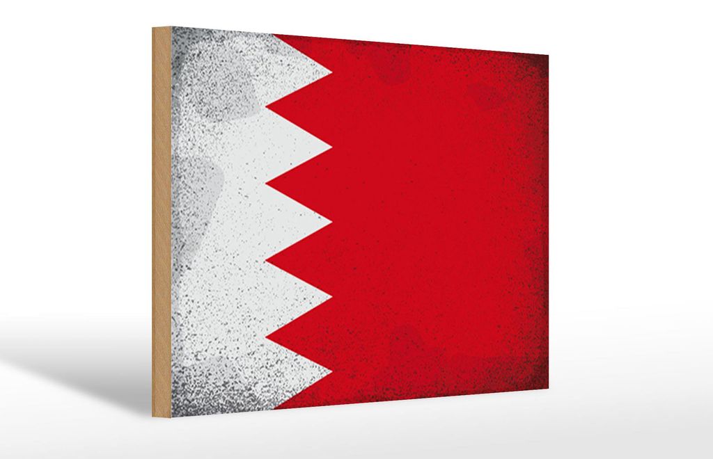 Holzschild Flagge Bahrains 30x20cm Flag of Bahrain Vintage