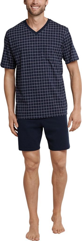 Schiesser Herren Schlafanzug kurz V-Ausschnitt - Nightwear Set, Dunkelblau_159617