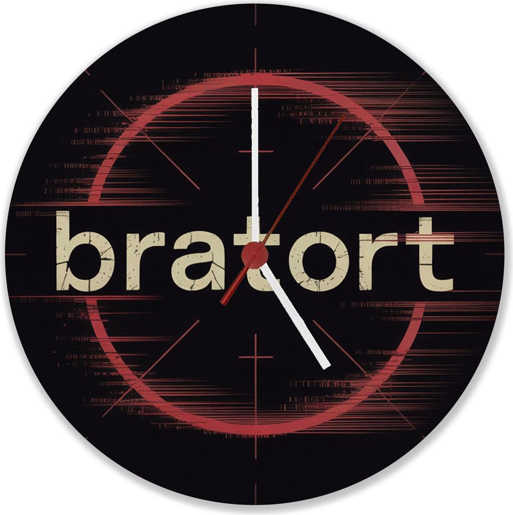 bratort Fadenkreuz Wanduhr aus MDF für Hobbyköche und Tatort-Fans