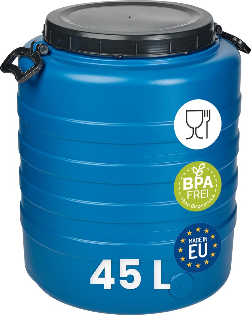 Garronda 45L Weithalsfass Fasssilage Gepäcktonne Gärfass Gärbehälter Futtertonne (Blau)