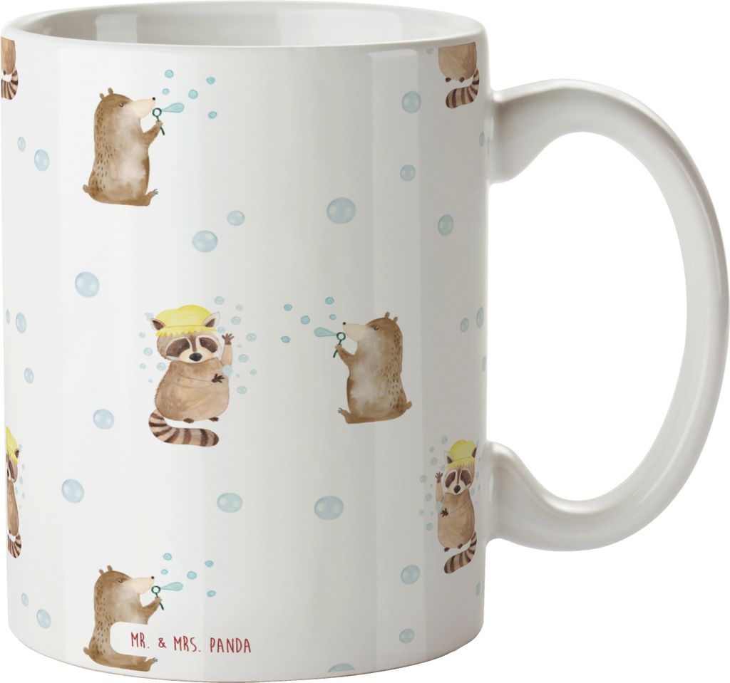 Mr. & Mrs. Panda Tasse Waschbär - Weiß - Geschenk, Tagträumen, Teetasse, Becher, Teebecher, Plan, Pott, Fröhlich, Trinkbecher, Lustige Sprüche...