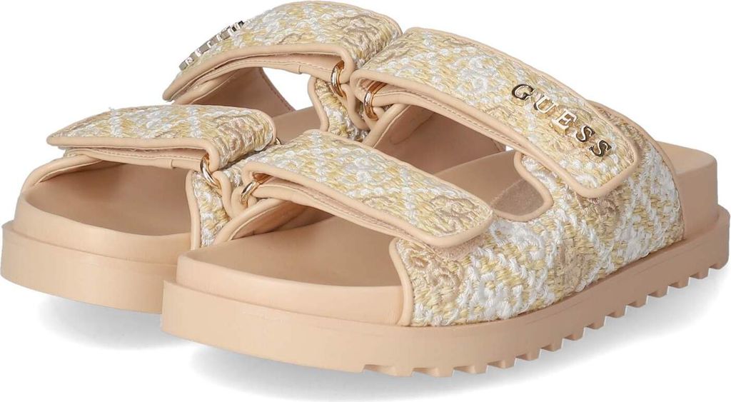 Guess Damen Pantoletten Beige Synthetik Größe: 37