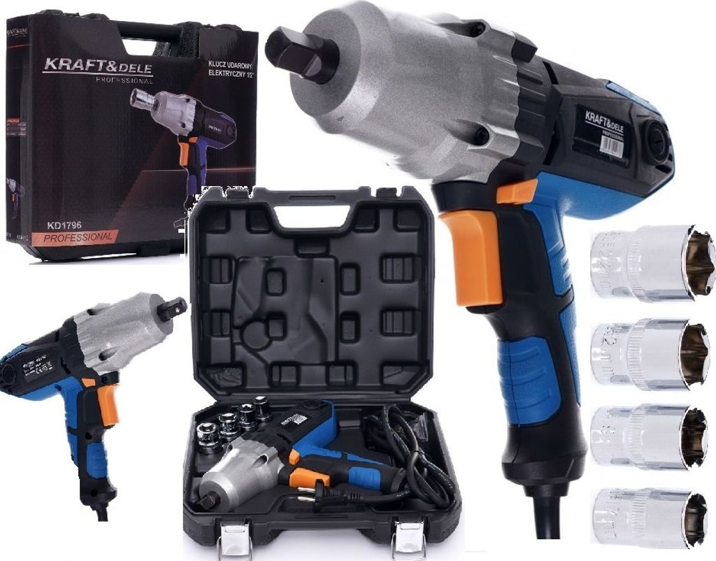 Kraft&Dele KD1796 1/2" Elektro-Schlagschrauber mit 4 Aufsätzen