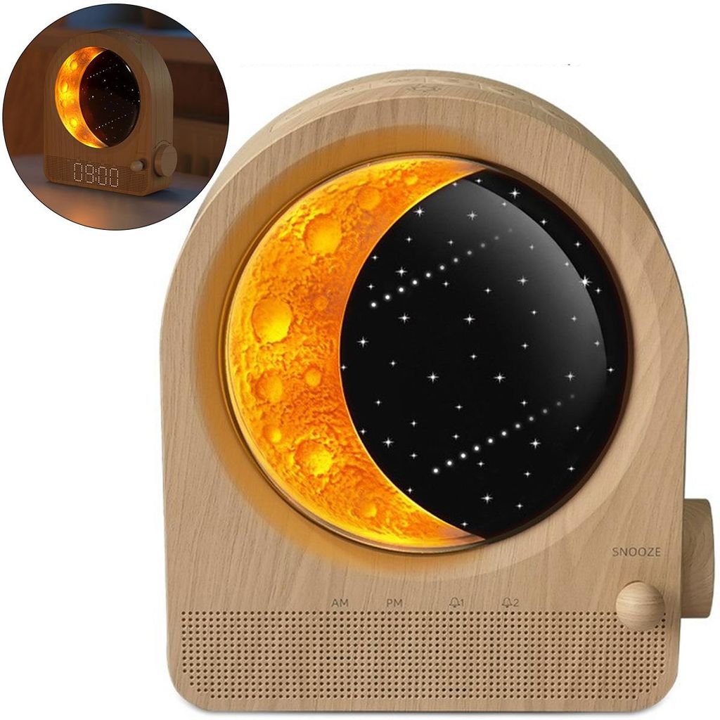 Sonnenaufgang Licht Wecker, Schlafzimmer Nachtlichter mit weißem Rauschen und Mondlicht, 10 Töne & Countdown Funktion & einstellbare Helligkeit, ...