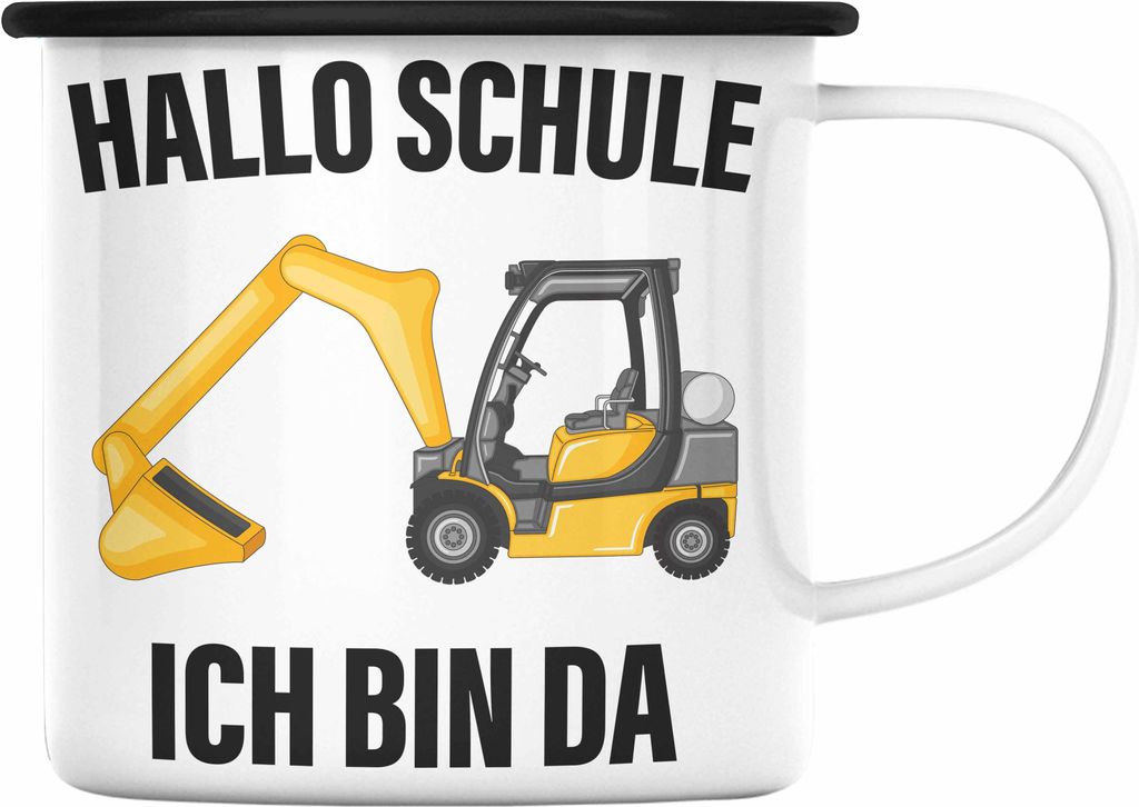 Trendation - Einschulung Junge Geschenk für Schultüte Füllung Emaille Tasse Schulstart 1. Schultag Schuleinführung Schulanfang Geschenkidee Sch...