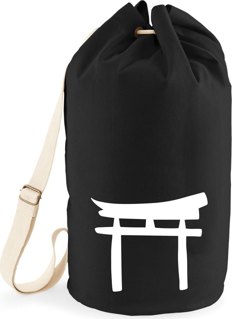 Huuraa Seesack Torii Shintoismus 20 Liter Black Baumwolle Rucksack Geschenkidee