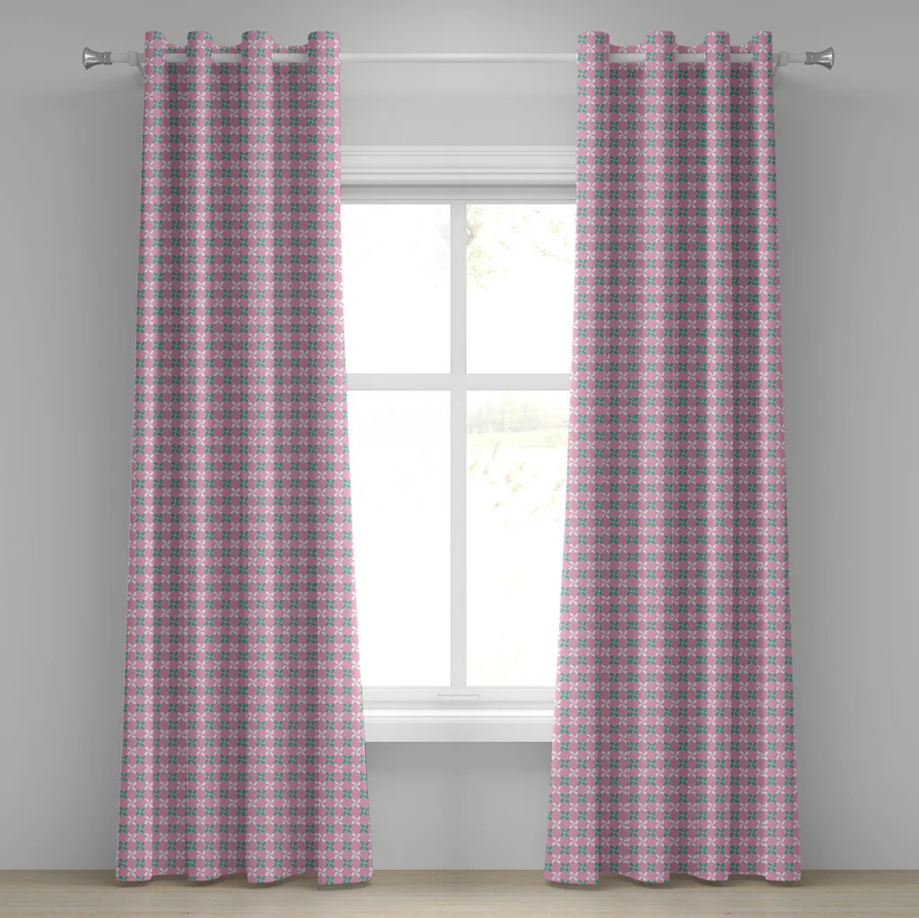 ABAKUHAUS Rideau à œillets à fleurs motifs floraux rose pâle 280x175 cm