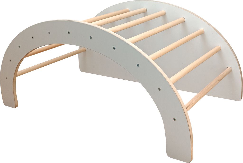 Kletterbogen 2in1 mit tisch, montessori Holzwippe, Weiß baby wippe