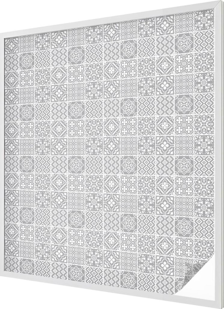 Buntglas Fensterfolie – 116x100 cm – Stained-Glass Design – blickdichte dekorative Sichtschutzfolie – selbstklebend, UV-Schutz – Geometri...