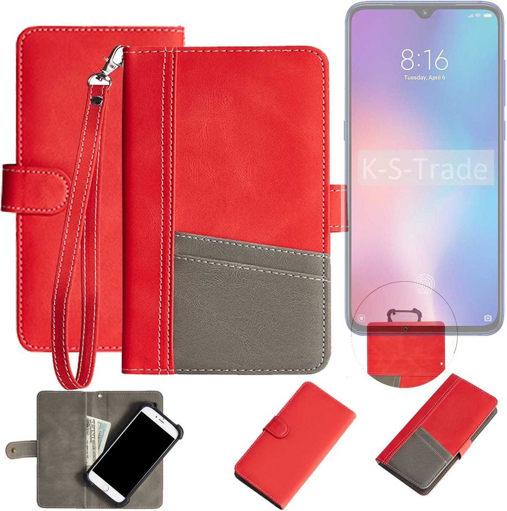 K-S-Trade Handy Schutzhülle für Xiaomi Mi 9 SE Hülle Portemonnee Brieftasche Klapphülle Kartenfächer Flip Wallet Case Etui