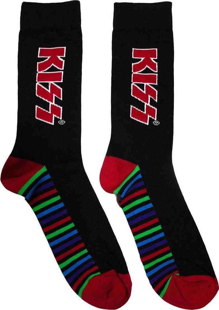 Kiss - Socken Streifen für Herren/Damen Unisex RO11909 (39,5 EU - 45,5 EU) (Schwarz)