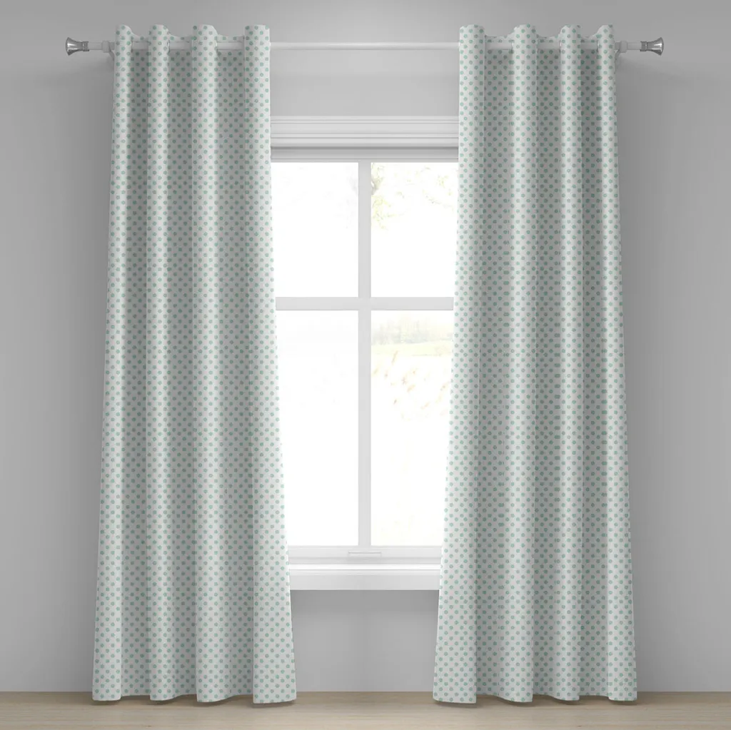 Rideau motif pois pastel vert menthe style rétro 2 panneaux 280 x 175 cm