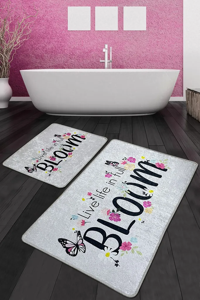 Tapis de bain en polyester résistant et moelleux Bloom CHL2542