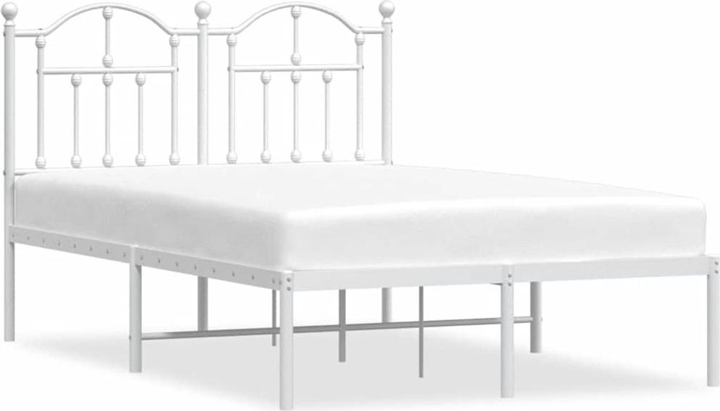 vidaXL Bettgestell mit Kopfteil Metall Weiß 120x190 cm