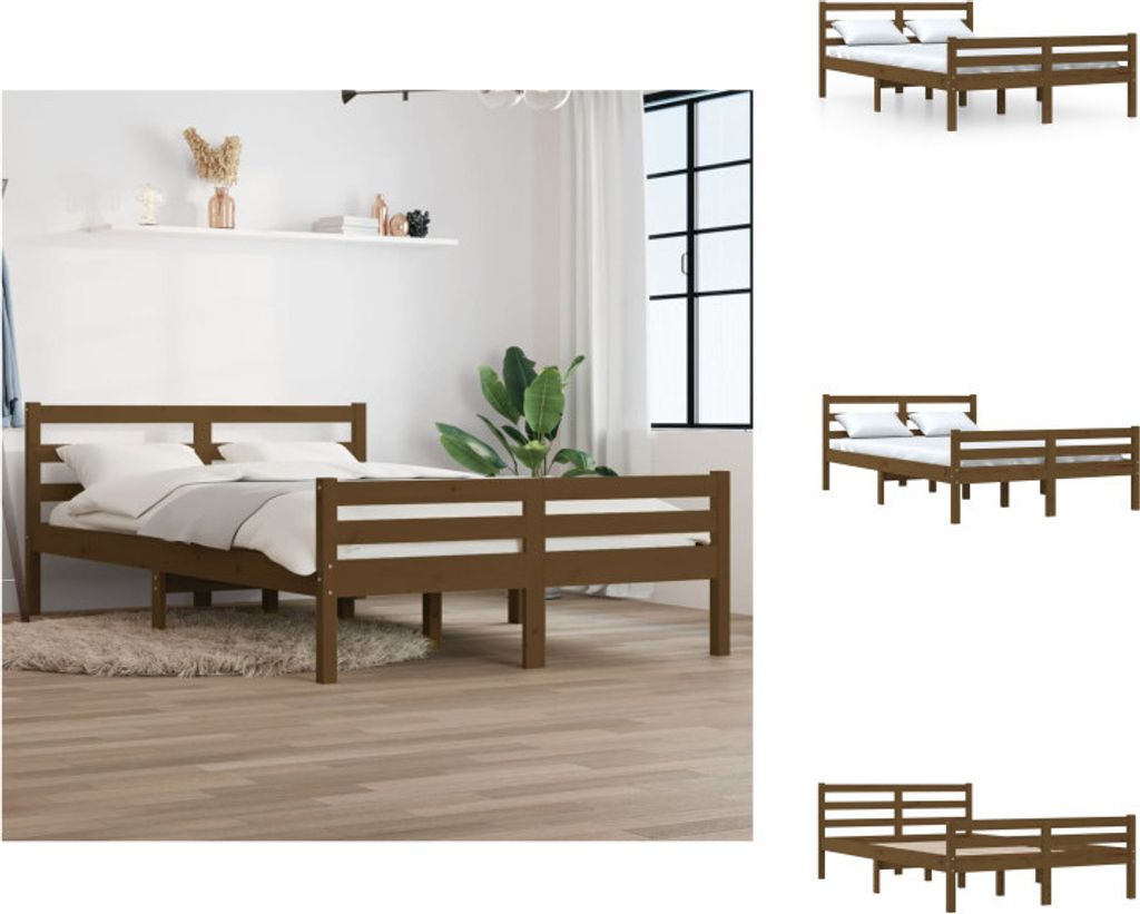 vidaXL Massivholzbett Honigbraun 150x200 cm - Betten & Bettgestelle