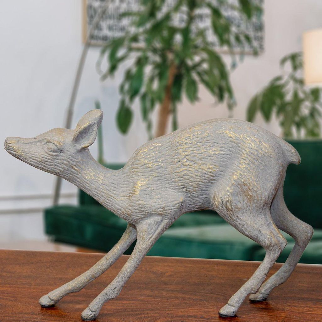 Rentier Figur, weiblich, Aluminium, Grau-gold, Tierfiguren Produktbild 