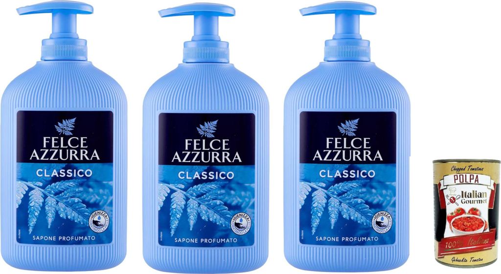 Felce Azzurra sapone liquido Classico Liquid Seife - 3x 300 ml + Italian Gourmet polpa 400g