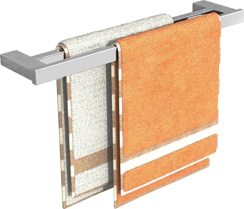 Doppellagiger Handtuchhalter - Chrom - 60 cm - Wandmontage - Edelstahl