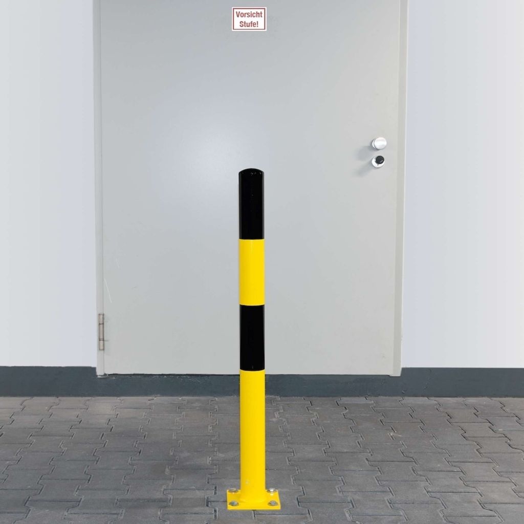 PROREGAL Rammschutz-Poller S zum Aufdübeln | HxØ 120x9cm | Materialstärke 3,6mm | Feuerverzinkter & kunststoffbeschichteter Stahl | Schwarz-Gelb