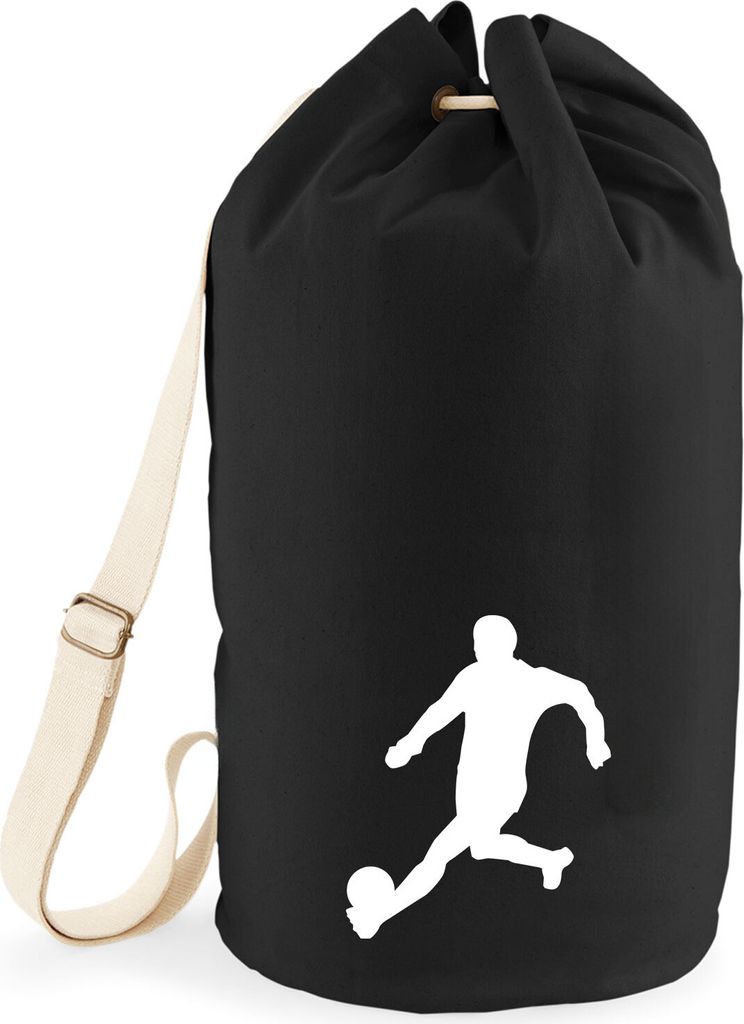 Huuraa Seesack Fußball Soccer 20 Liter Black Baumwolle Rucksack Geschenkidee