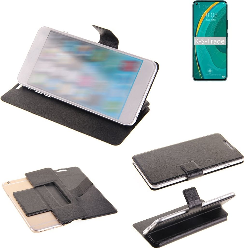 K-S-Trade Schutzhülle kompatibel mit Huawei nova 7 5G Schutzhülle Flip Cover Klapphülle Wallet Case Slim Handyhülle bookstyle schwarz