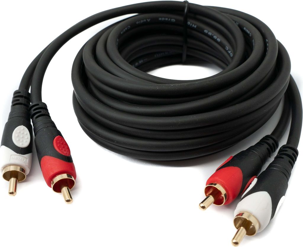 SYSTEM-S Cinch 2 RCA Kabel 3 m Stecker zu Stecker Stereo AV in Schwarz