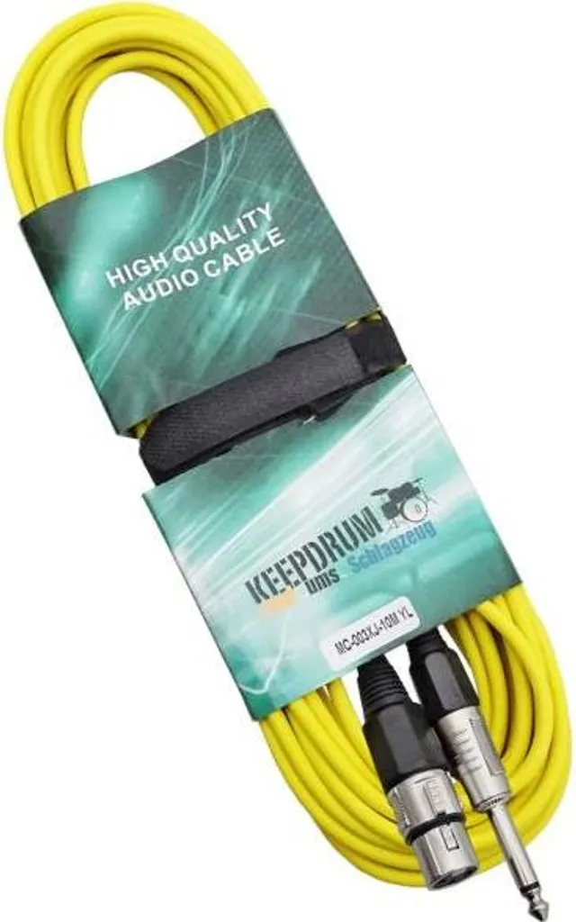Cavo Microfono Keepdrum 10m Giallo Jack-XLR per Studio e Live