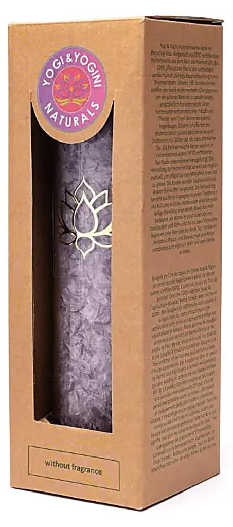 Grande Bougie Pilier Lotus en Stéarine Violette sans Parfum de 21 cm