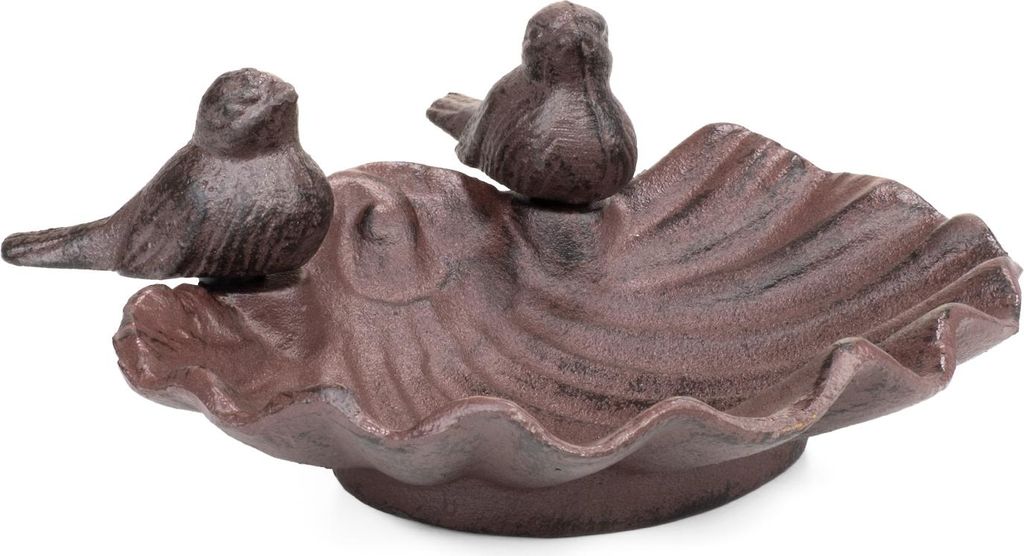 Moritz Vogeltränke Boden Schale 9x21x21 cm braun Gusseisen Wildvogeltränke Vogelbad zum Stellen für Garten, Terasse und mehr